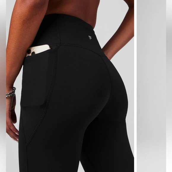 FABLETICS PURELUXE HIGH WAISTED CROSSOVER FLARE BLACK 28” PANTS SIZE SMALL EUC - Picture 5 of 8